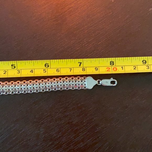 Shiny Woven Pattern 925 Sterling Silver Bracelet - Picture 5 of 6